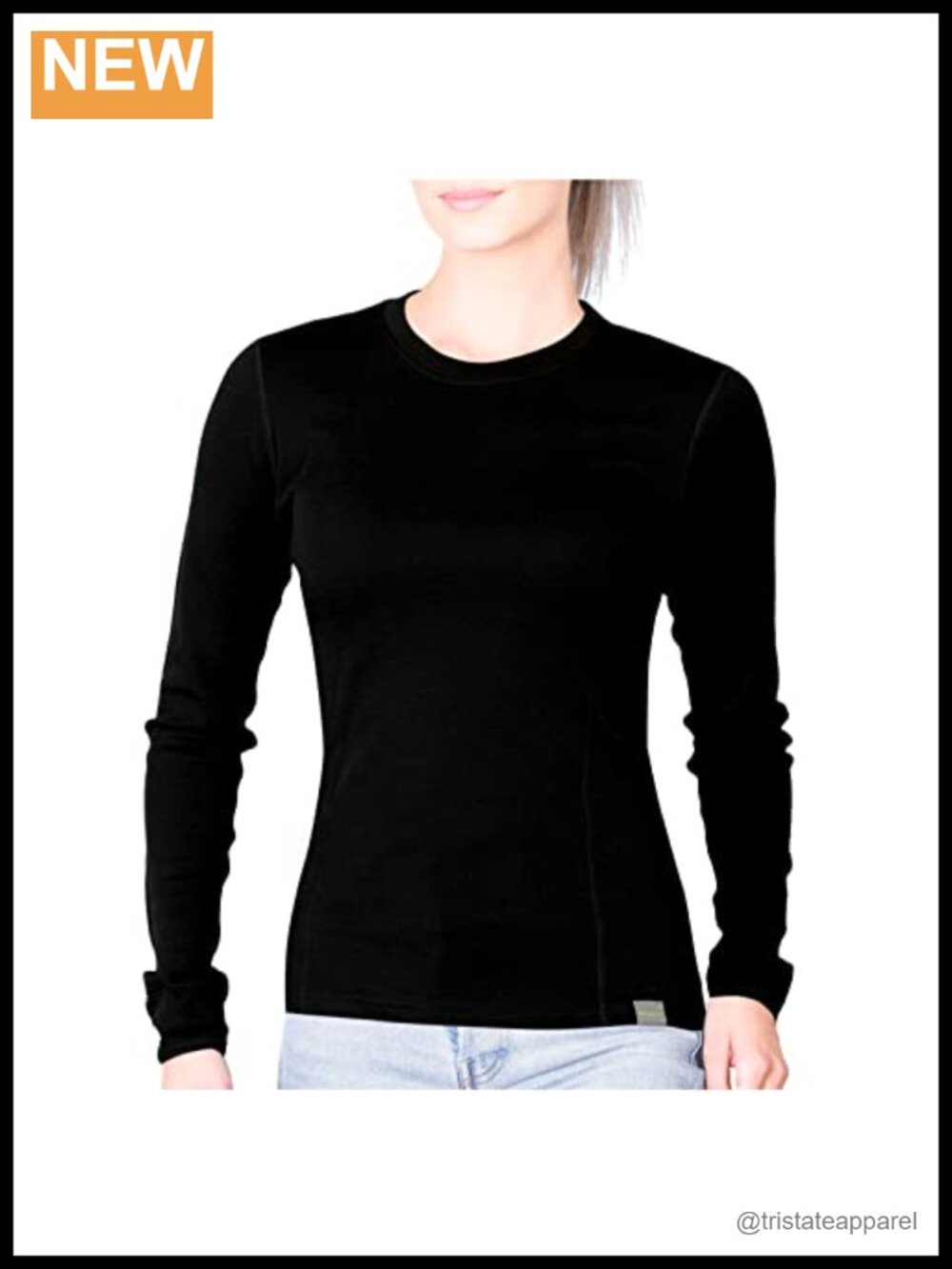 100% Merino Wool Midweight Long Sleeve Thermal Base Layer Shirt Fitted Crewneck